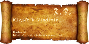 Kirják Vladimir névjegykártya